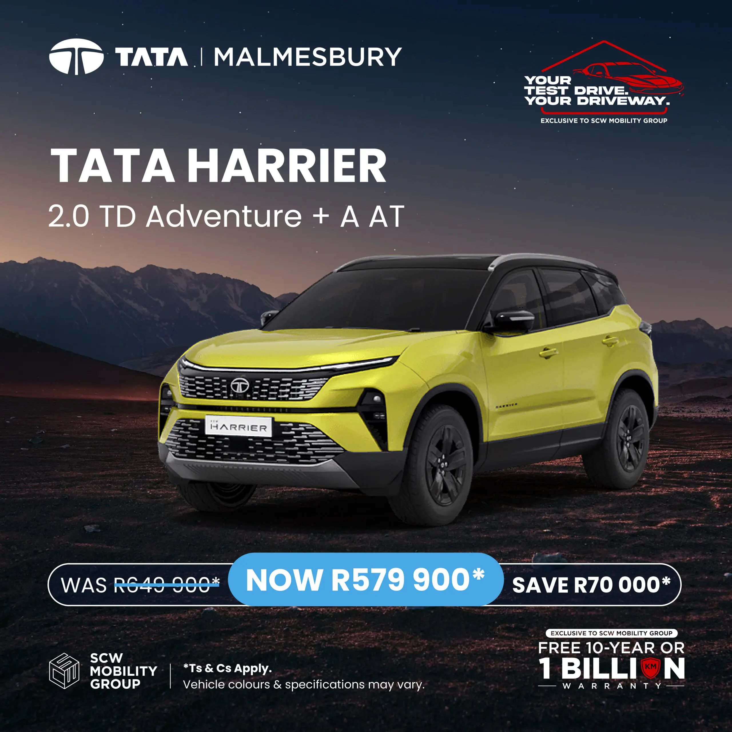 TATA Harrier 2.0 TD Adventure + A AT now R579 900*
