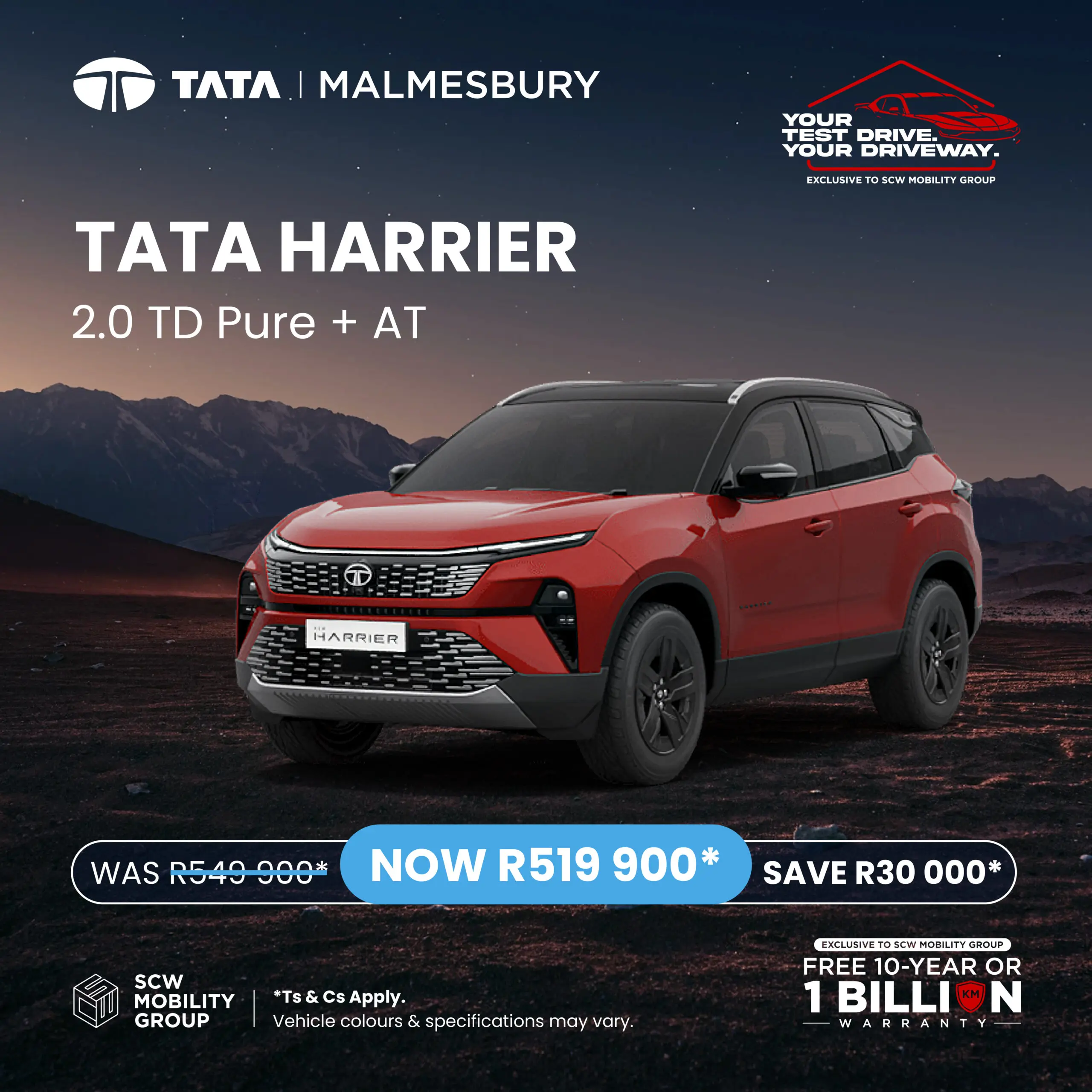 TATA Harrier 2.0 TD Pure + AT now R519 900*